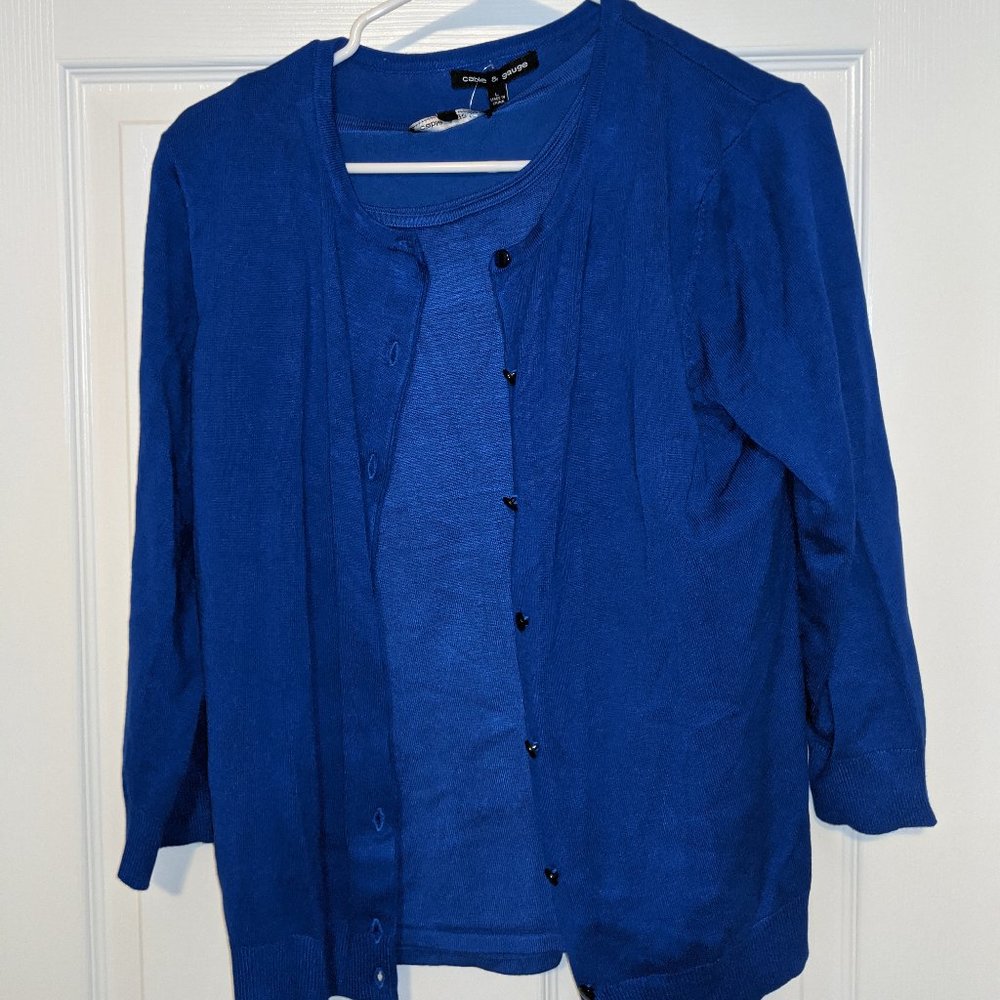 Cable and Gauge Blue Cartigan and Shirt
